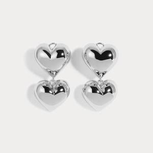 NEW LILI CLASPE women's bubble small heart earrings in silver